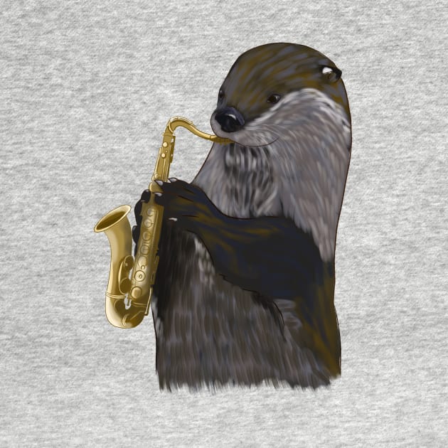 Otter with saxophone by Zjuka_draw